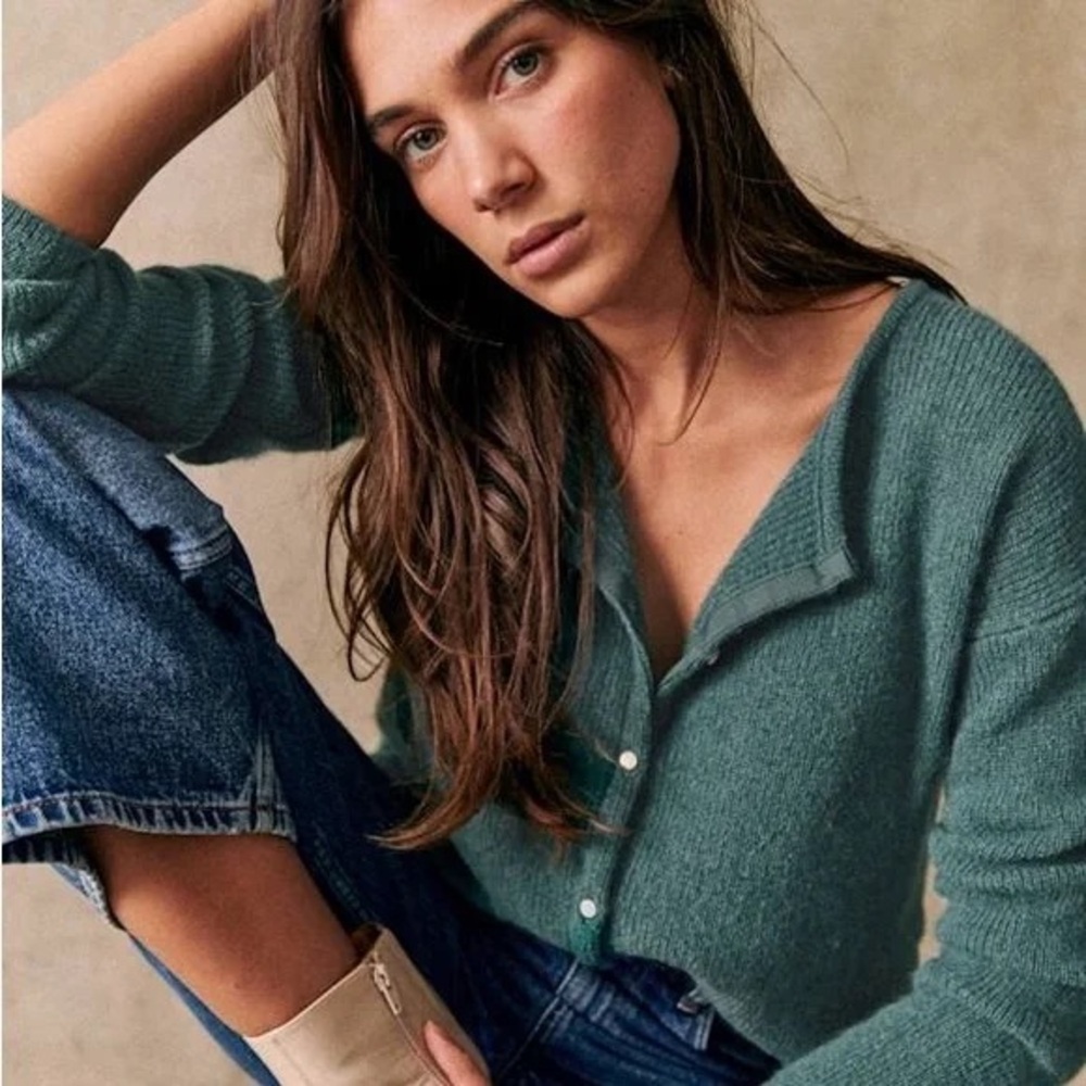 Sezane Gaspard Cardigan - Sage size Small - Picture 2 of 6